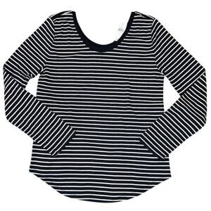 NWT LOFT Navy & White Scoop Neck Striped Long Sleeve Tee - SIZE LARGE